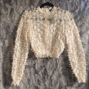Tan Lace Top-Fashion Nova